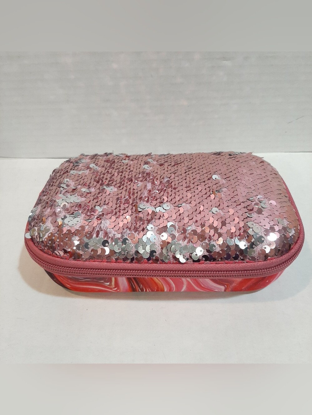 🔥ZIPIT New Sequin Pencil Box Cute Jewelry Box for Girls Pink Swirl Design